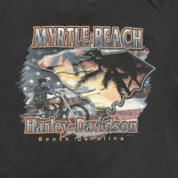 VTG Harley Davidson Y2K Mens L Black Shirt Myrtle Beach 2000 Group Therapy USA - Picture 3 of 11